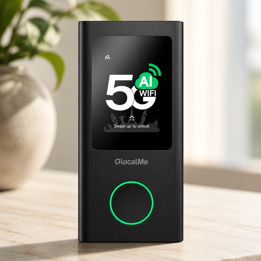 GlocalMe Numen Air 5G Mobile Hotspot, Portable WiFi Hotspot for Travel in 200+ Countries, Ultra High Speed Pocket Hotspot Device with Speed Up to 2.5Gbps, No SIM Card Required, 16 Connected Devices