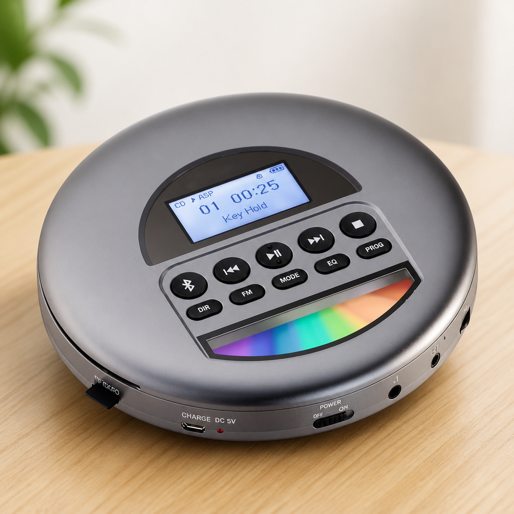 Nomad Portable CD Player, Discman with Headphones, FM Radio Bluetooth
