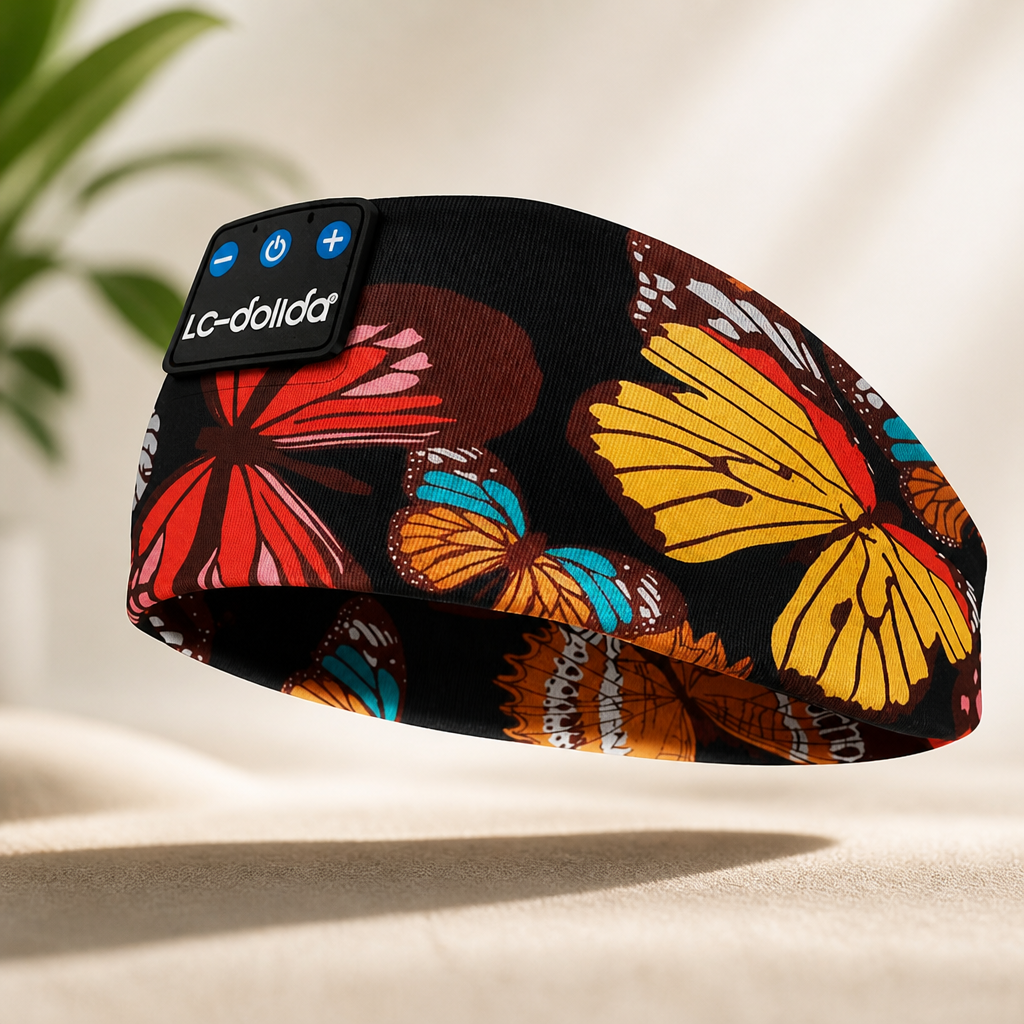 LC-dolida Sleep Headphones Headband Bluetooth 5.4, Sports Headband Earphones Wireless with Speaker Microphone USB C for Women Sleeping Gift Workout Jogging Yoga Insomnia Travel Meditation, Butterfly